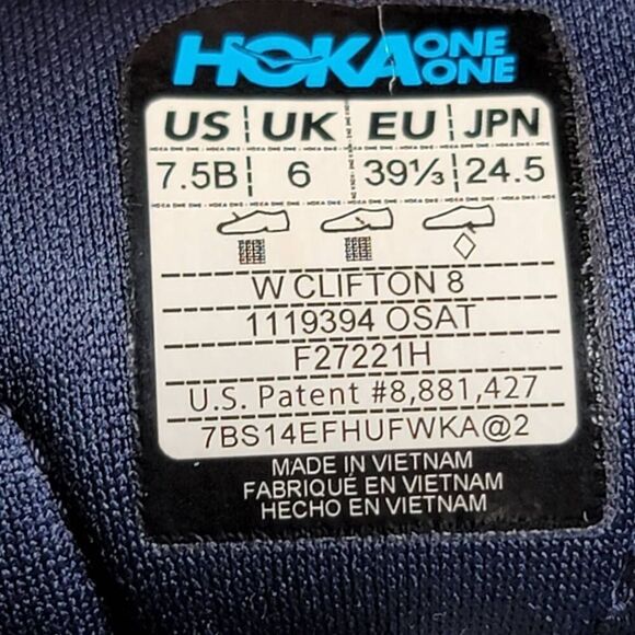 HOKA ONE ONE CLIFTON 8 -Women's Running Shoes - SIZE 7.5B - Picture 9 of 9